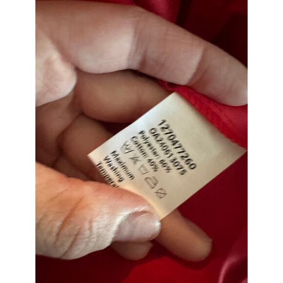 Commense Women's Medium Red Lettuce Trim Slit Sleeveless Collarless Midi Dress - Picture 4 of 4